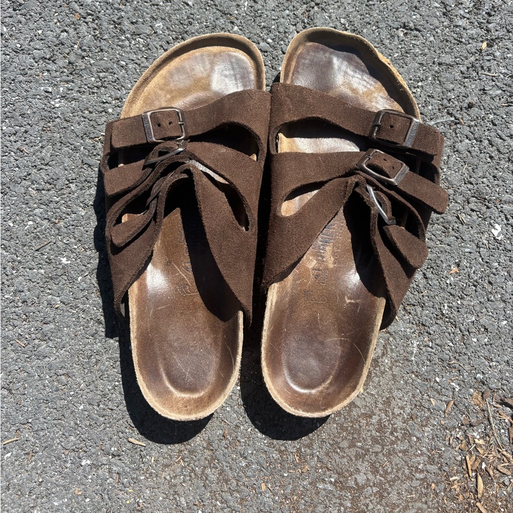 Birkenstock Brown Suede Cross-Strap Sandals